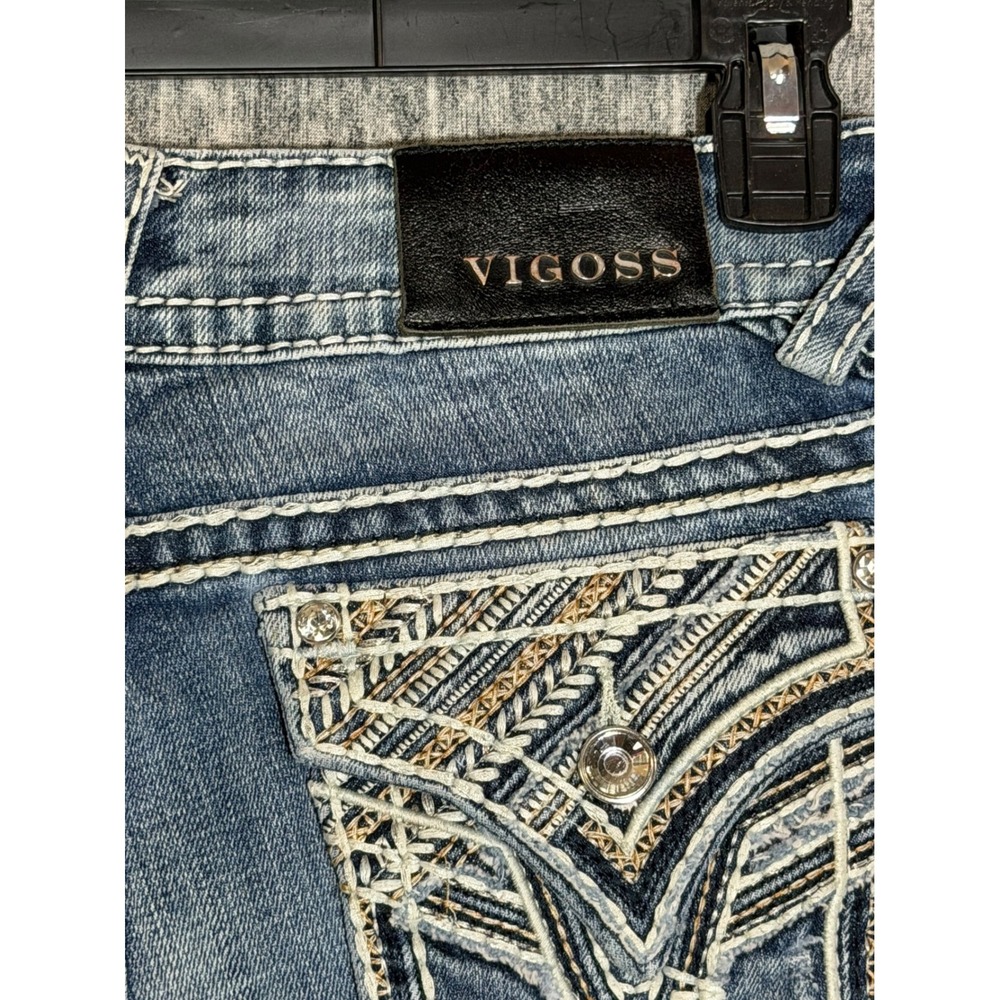 Vigoss The New York Capri Jeans Womens 7/8 Medium Wash Embroidered Rhinestone - Picture 11 of 15